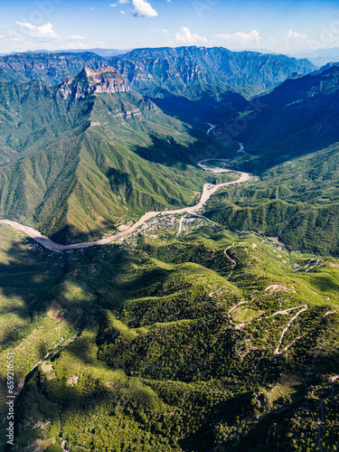Winding Journey: Aerial Panorama of Urique Canyon