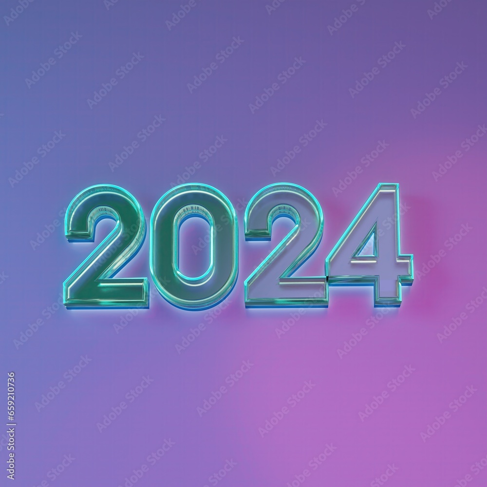 Modern 2024 3D text with spot light AI Generative
