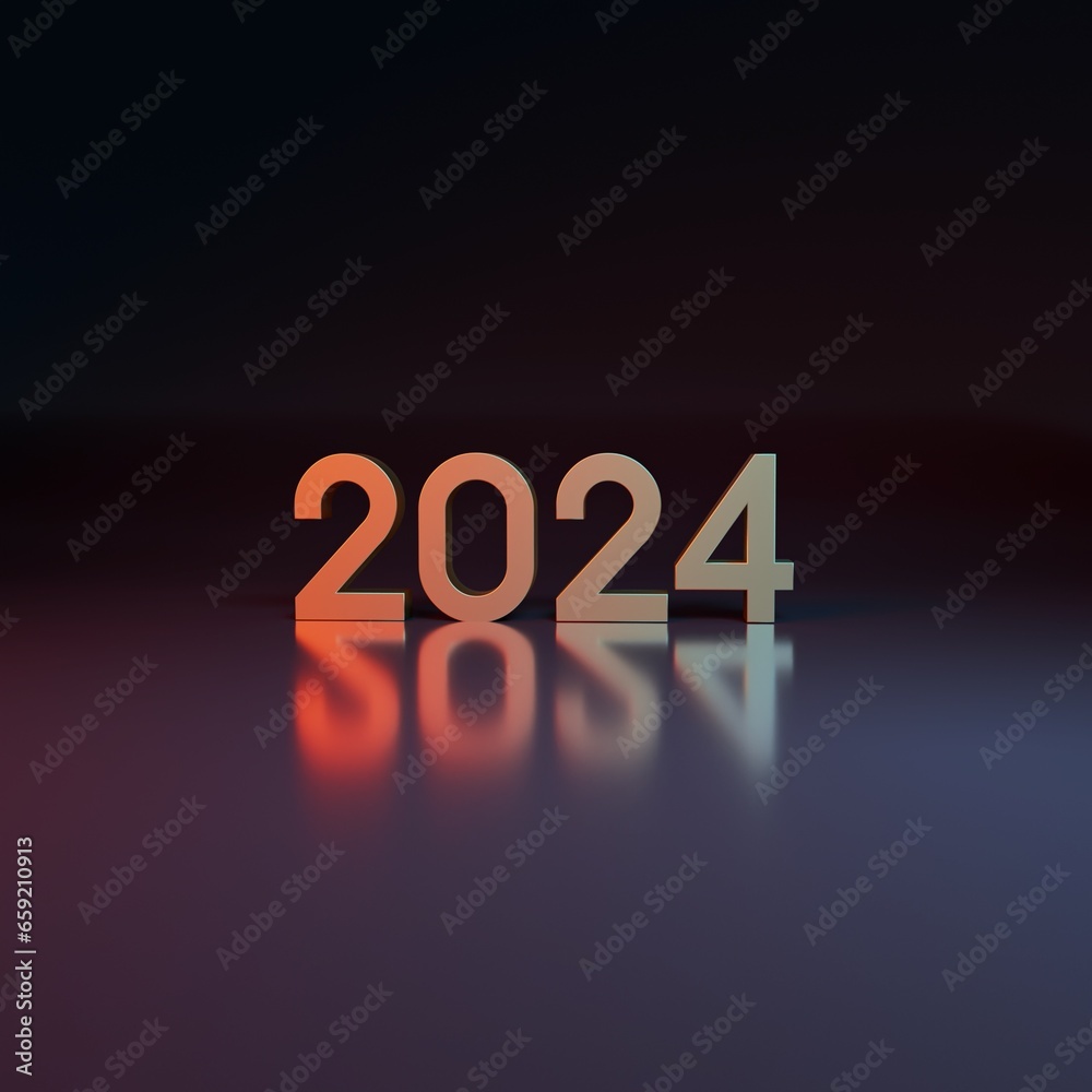 Modern 2024 3D text with spot light AI Generative Modern 2024 3D text with spot light AI Generative