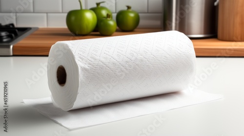 Roll white paper kitchen towel. Generative AI