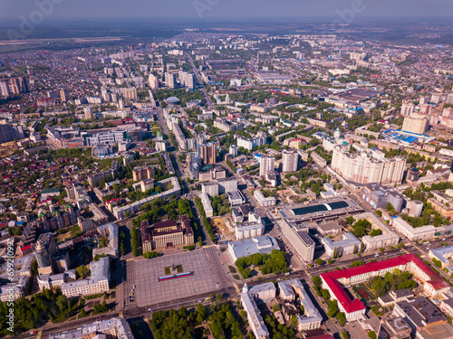 Aerial summer view of city center and Lenin square in Voronezh  Russia