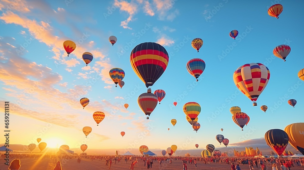 Obraz premium A colorful sky filled with hot air balloons