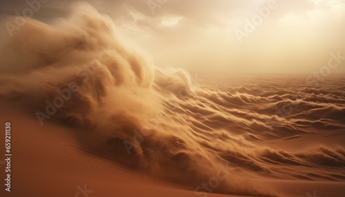 A massive sand dune rising in the heart of the desert photo