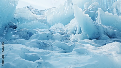 A majestic winter wonderland with a multitude of intricately shaped ice formations