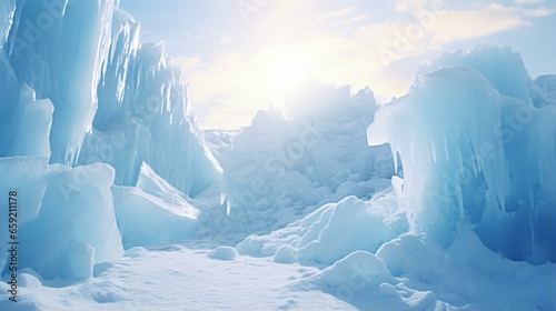 A stunning display of sunlight illuminating intricate ice formations