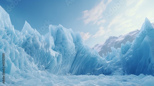 Floating icebergs in the ocean