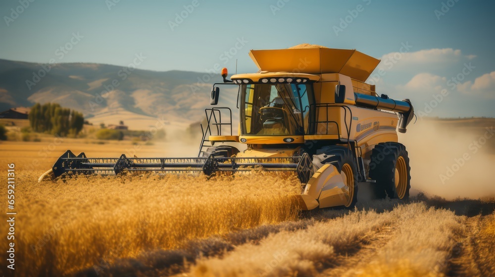 Fototapeta premium combine harvester working in the field
