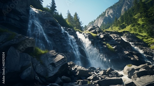 A stunning waterfall surrounded by rugged rocks