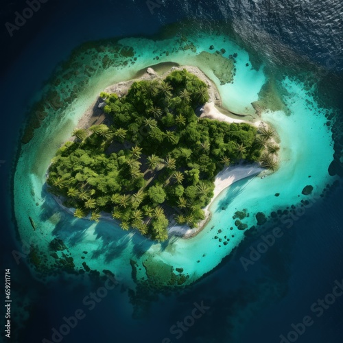 Pristine tropical island. Palm water tropic. Generate Ai