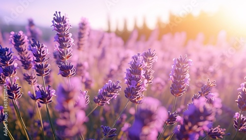 A vibrant lavender field under the golden sun