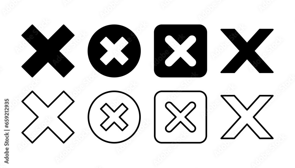 Close vector icon. Delete icon. remove, cancel, exit symbol. Close vector icon. Delete icon. remove, cancel, exit symbol.