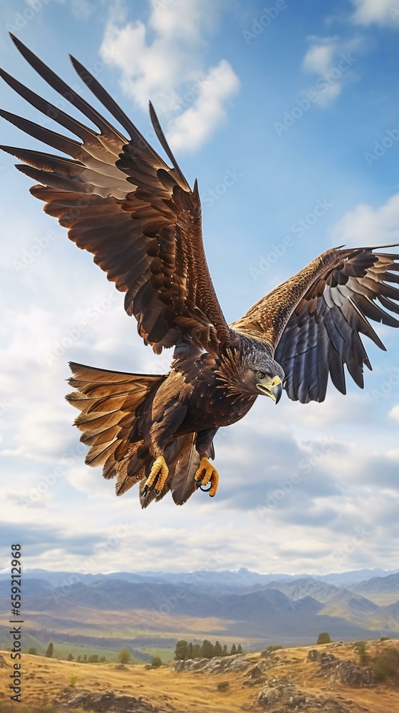 Obraz premium A majestic bird of prey soaring through the sky