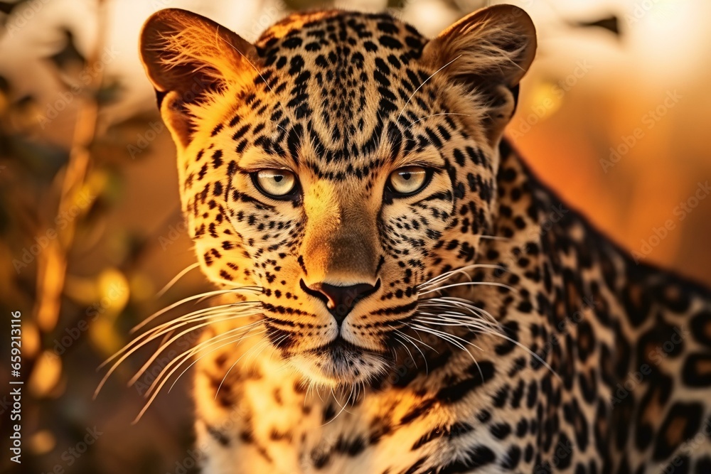 A leopard in its natural habitat near a majestic tree