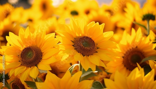 A vibrant field of sunflowers under a sunny sky