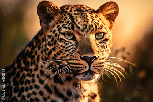 A majestic leopard in the wild with a stunning blurred background