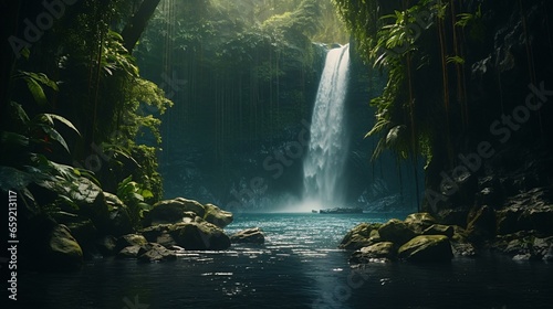 A breathtaking waterfall nestled in a lush forest