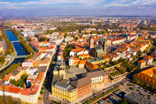 Aerial view on the city Hradec Kralove. Czech Republic