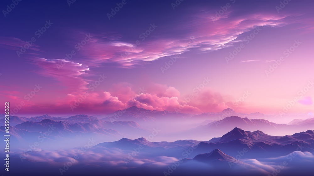 Violet neon glow sky background. Generative AI