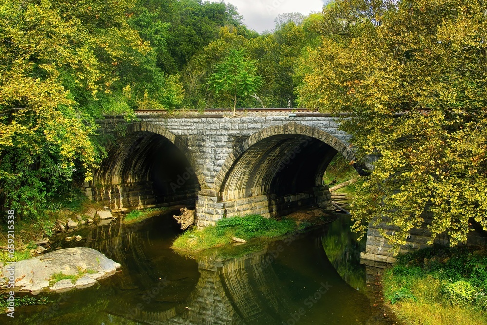 Stone Arch Bridge Along C&O Canal Towpath Trail Stone Arch Bridge Along C&O Canal Towpath Trail