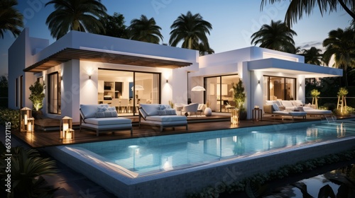 White modern villa. Generative AI