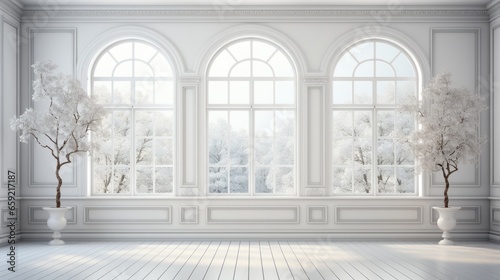 White room with window. Generative AI © ProVector