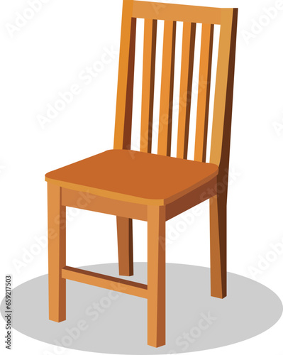 Wooden chair isolated on white background realistic vector illustration