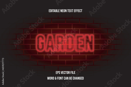 Garden neon text effect design