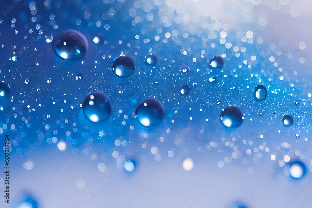 water drops on blue background, generative ai