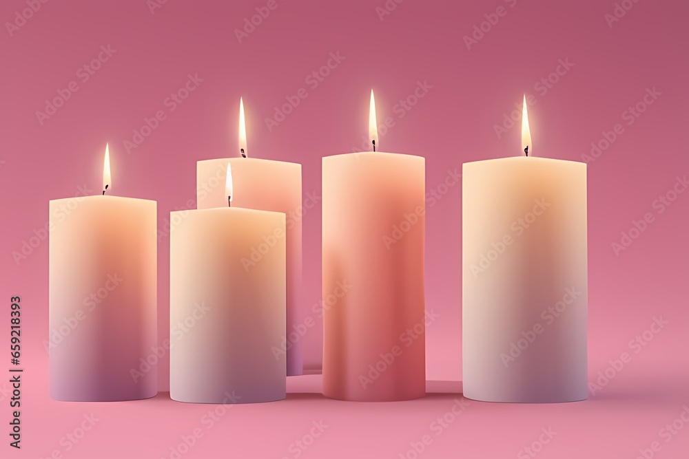 candles on a pink background, generative ai