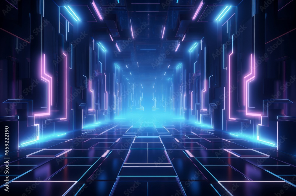 Abstract neon geometric futuristic model. Club electric. Generate Ai Abstract neon geometric futuristic model. Club electric. Generate Ai