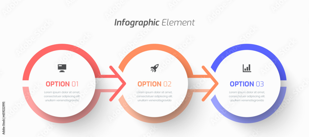 Vector Infographic Business with Circle Label, Arrows, Icon and 3 Option for Presentation Vector Infographic Business with Circle Label, Arrows, Icon and 3 Option for Presentation