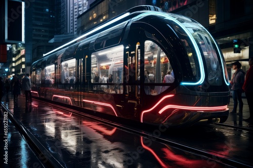Futuristic street city car. Street transport. Generate Ai