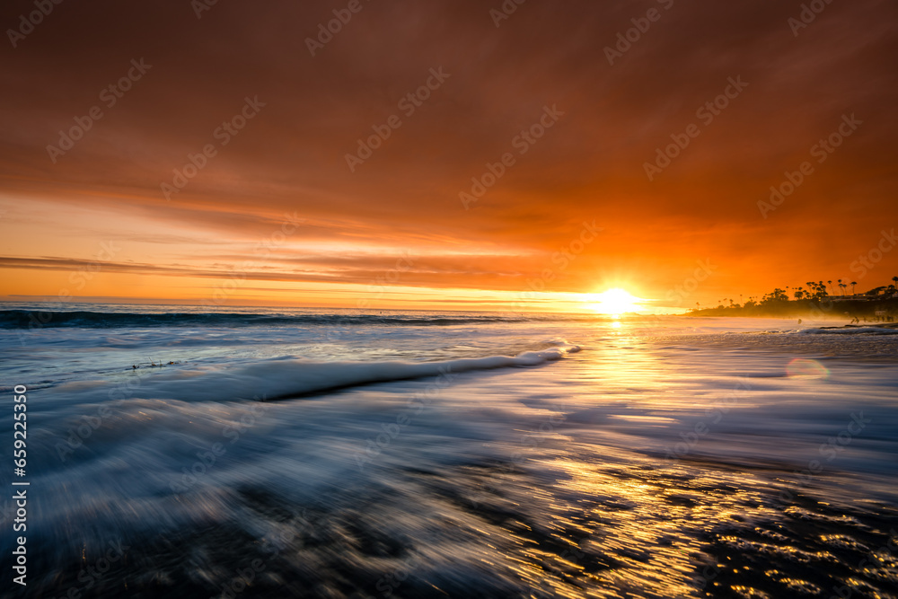 Beach colorful sunset California