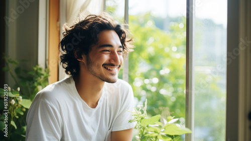 Free Download  明るい窓辺で微笑む20～30代の日本人男性のポートレート - GFXLoad