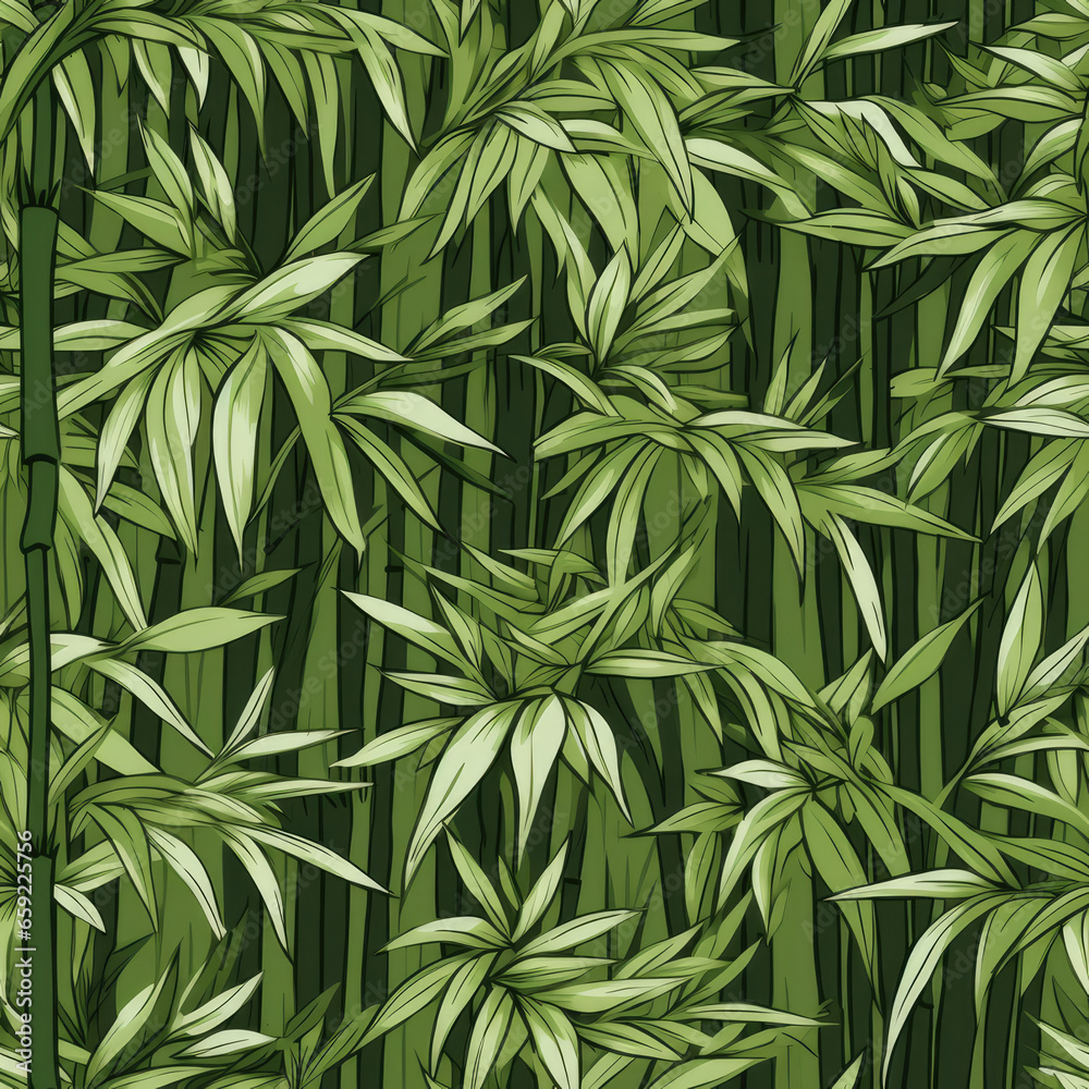 Bamboo leaves seamless pattern
