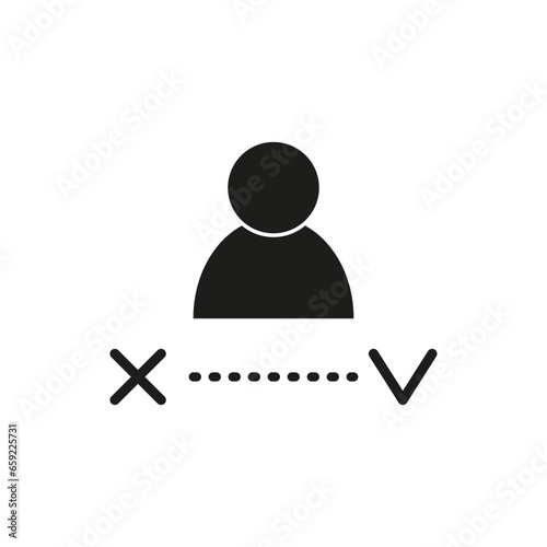 Candidate approving and reject glyph symbol. Vector illustration. EPS 10.