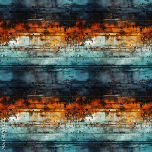 Blue Rusty Metal Abstraction. Seamless Repeatable Background.