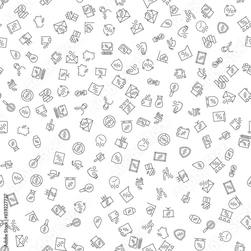 Percent inside of Shield  Speech Bubble  Pig  Pie Chart  Money Bag Seamless Pattern for printing  wrapping  design  sites  shops  apps