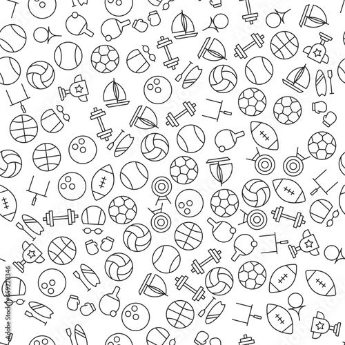 Fitness  Sports  Games and Activities Seamless Pattern for printing  wrapping  design  sites  shops  apps