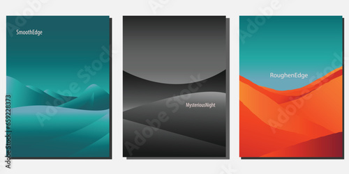abstract landscape geometry shape, cover design, colorful gradient, minimal set of business cards