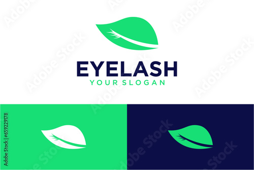 eyelash logo design with leaves