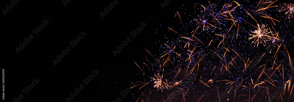 Banner Firework celebrate anniversary happy new year 2024, 4th of july holiday festival. colorful firework celebrate national holiday. Banner countdown new year 2024 party time event with copy space Banner Firework celebrate anniversary happy new year 2024, 4th of july holiday festival. colorful firework celebrate national holiday. Banner countdown new year 2024 party time event with copy space