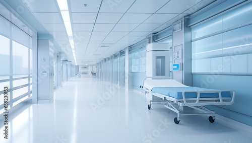 Empty health modern corridor interior care clinical medicine hospital hall room clean photo