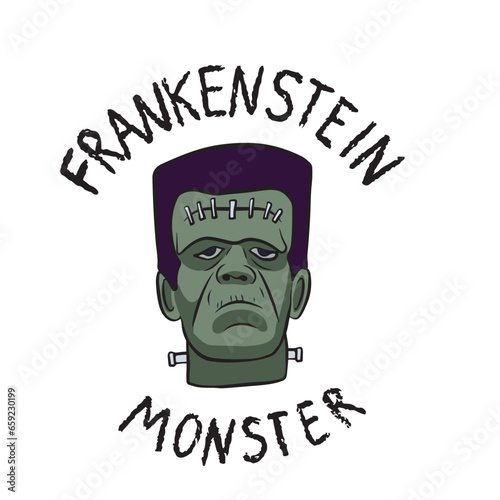 Frankenstein's Monster Cartoon. Frequent character at Halloween. Vector illustration isolated on transparent background.