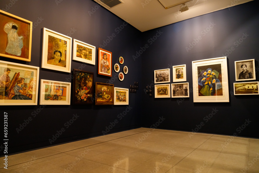 Medellin, Colombia - January 9, 2023: Interior of an exhibition hall of
