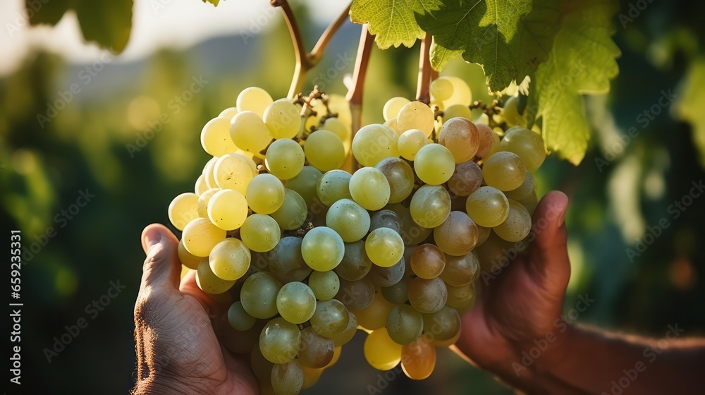 Obraz premium Hand holding fresh grape fruit