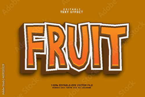 Fruit editable text effect 3 dimension emboss cartoon style