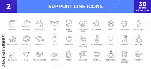 Customer Service and Support, Outline Icons Collection. set of modern simple web icons.