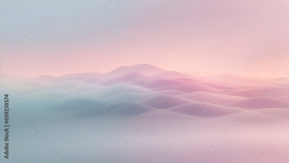 Calming and minimalist background featuring a gradient of soft, pastel hues that gently transition from one color to another, providing a soothing backdrop. Trendy concept with copy space.
