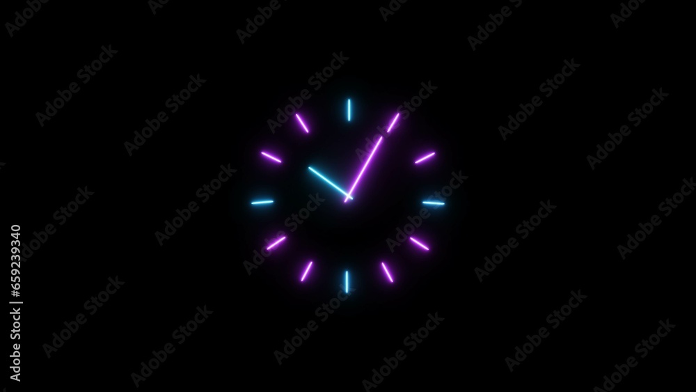 abstract glowing neon clock illustration background 4k abstract glowing neon clock illustration background 4k